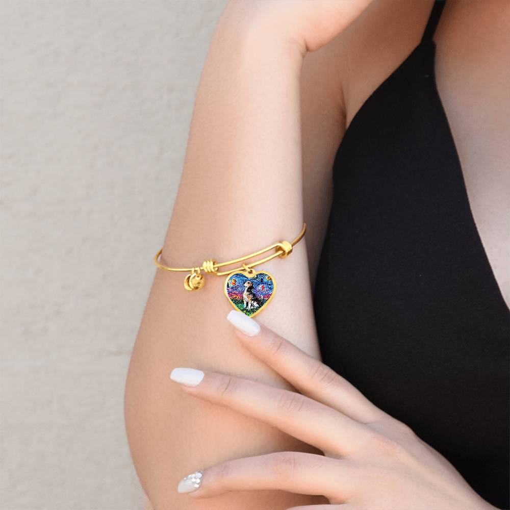 Beagle Starry Night Heart Bangle Bracelet