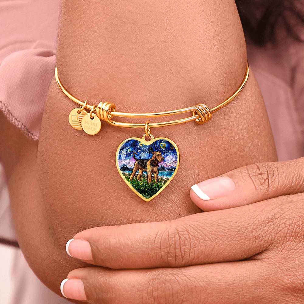Airedale Starry Night Heart Bangle