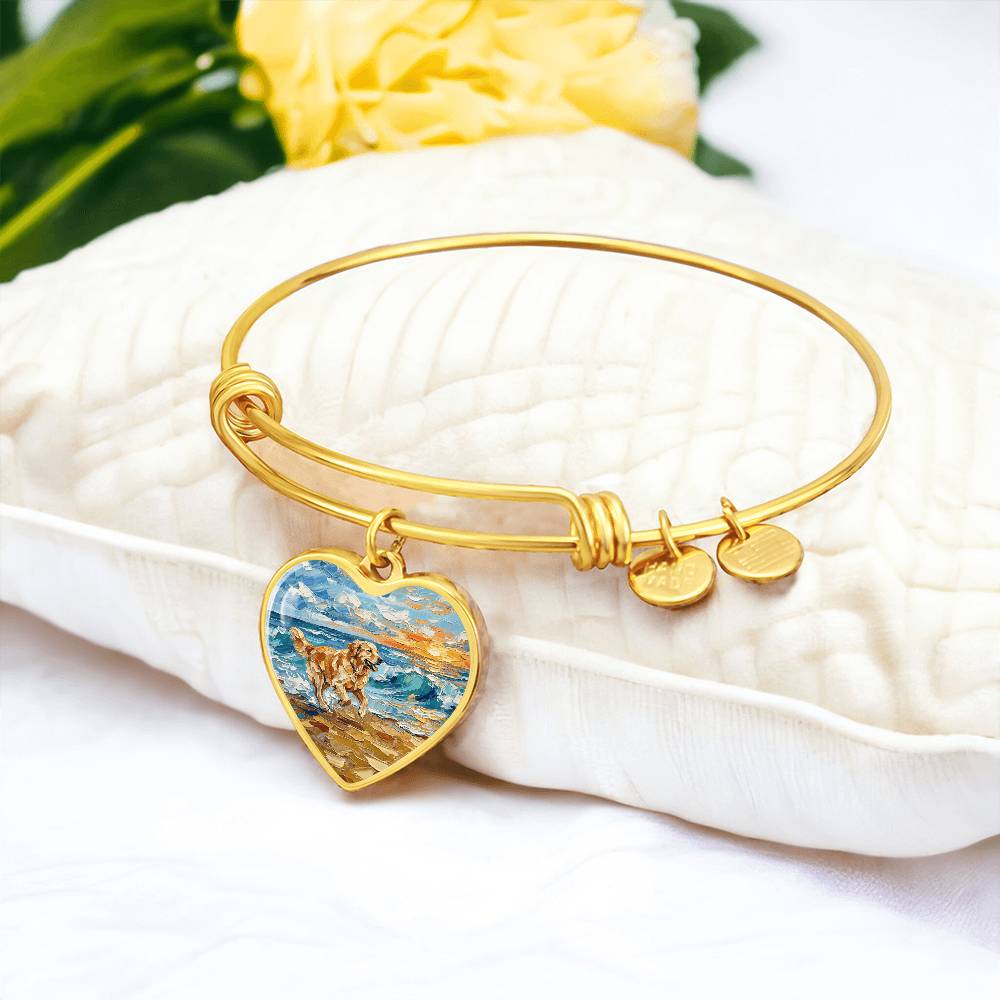 Frolicking Golden Retriever Heart Bracelet