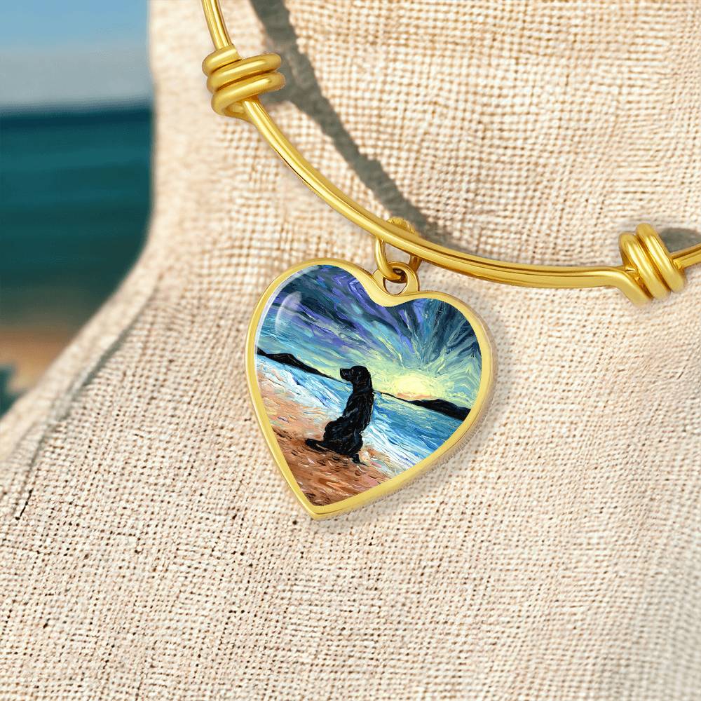 Beach Days - Black Labrador Heart Bangle Bracelet