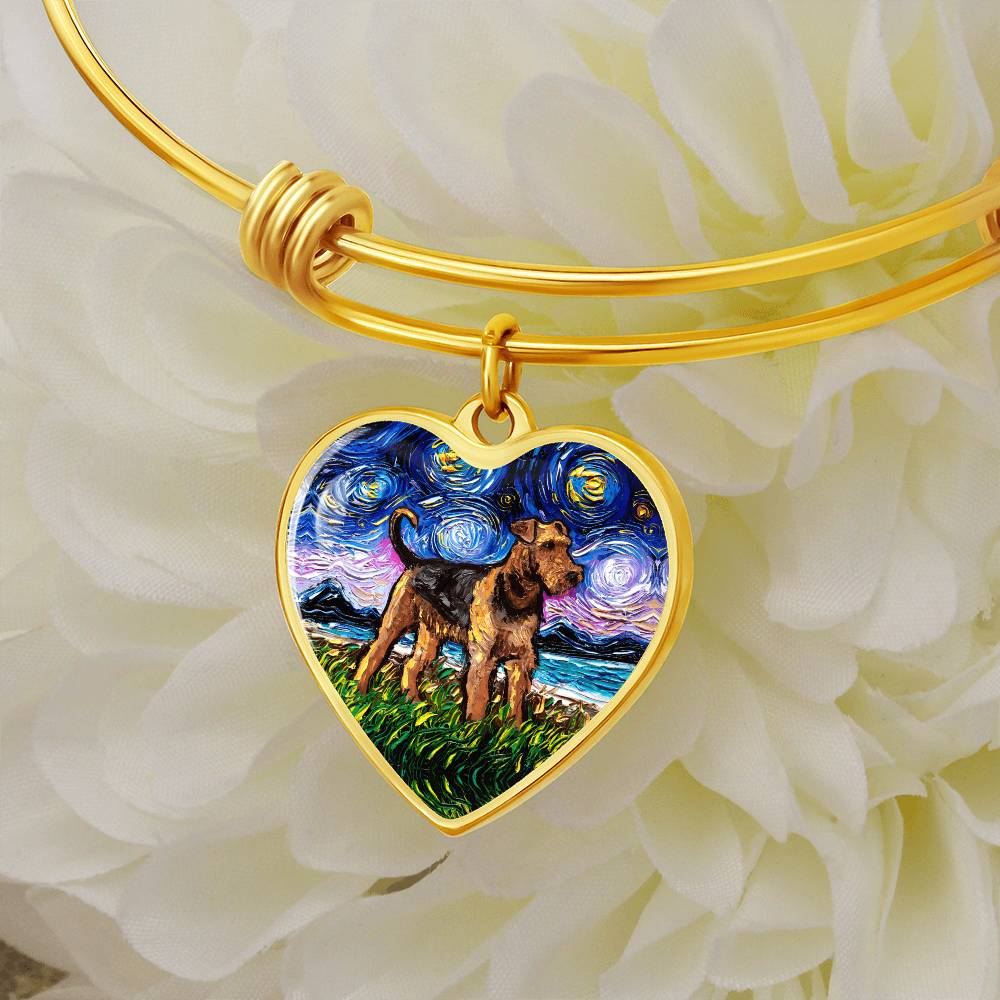 Airedale Starry Night Heart Bangle