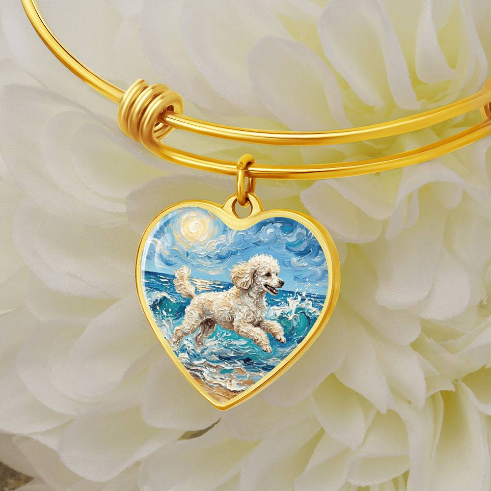 Beach Day - White Toy Poodle Heart Bracelet