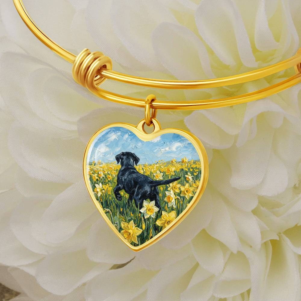 Amongst The Flowers - Black Labrador Heart Bracelet