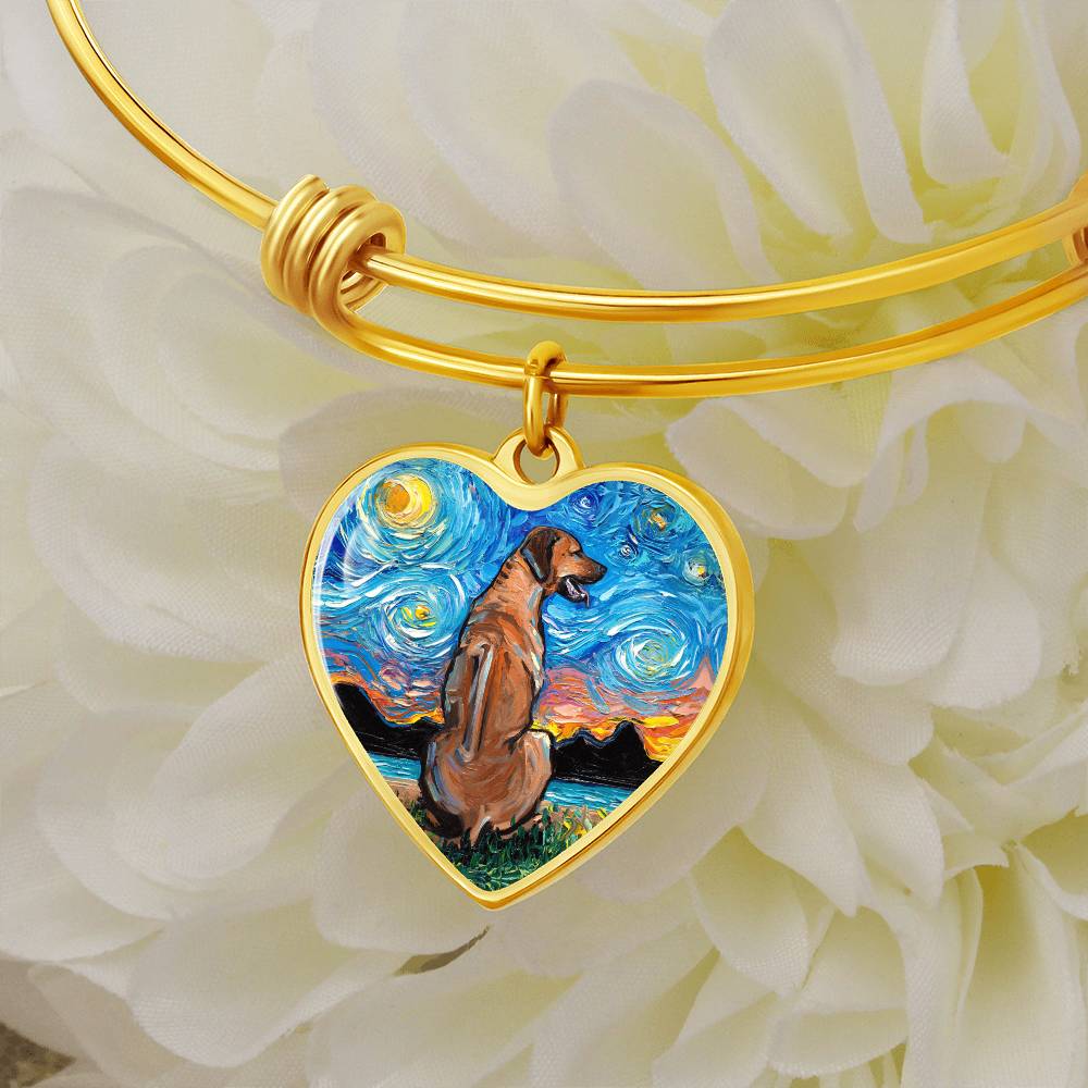 Rhodesian Ridgeback Starry Night Heart Bangle