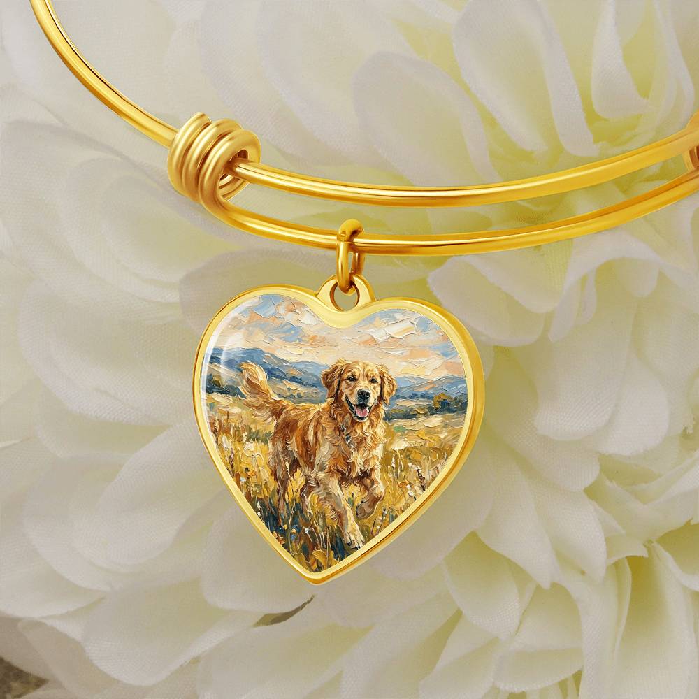 Happy Golden Retriever Heart Bracelet