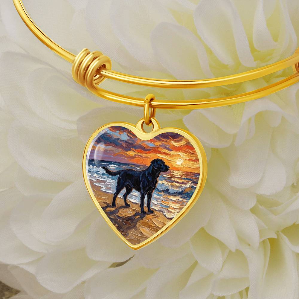 Summer Sunset - Black Labrador Heart Bracelet