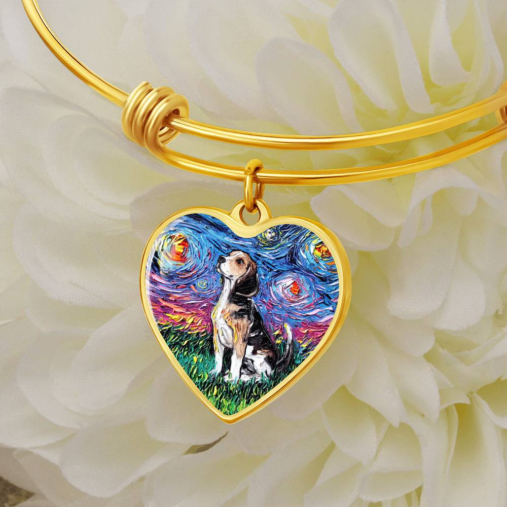 Beagle Starry Night Heart Bangle