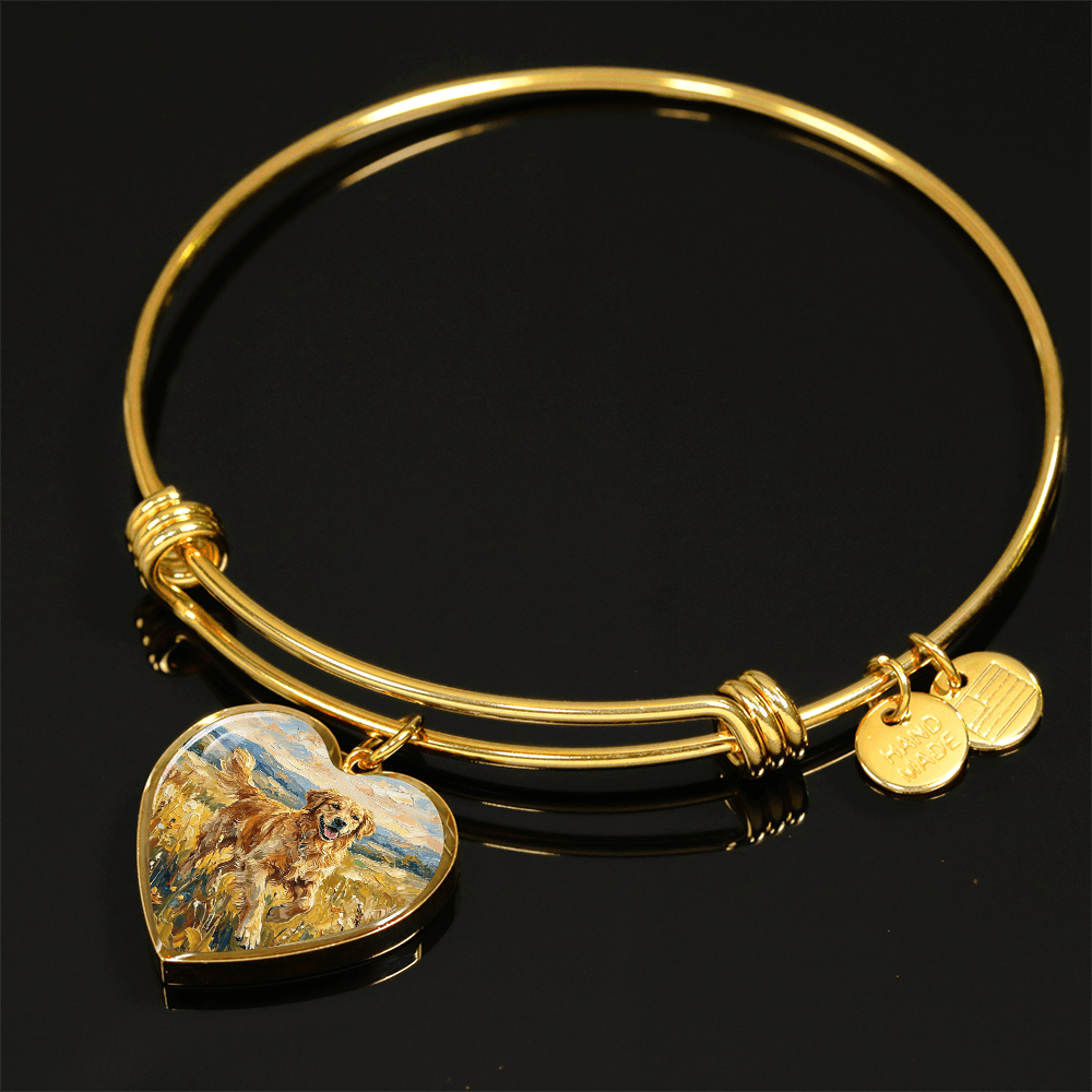 Happy Golden Retriever Heart Bracelet