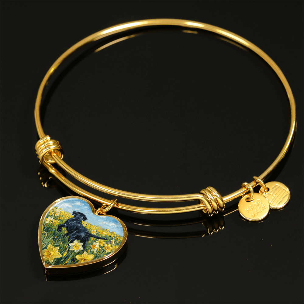 Amongst The Flowers - Black Labrador Heart Bracelet