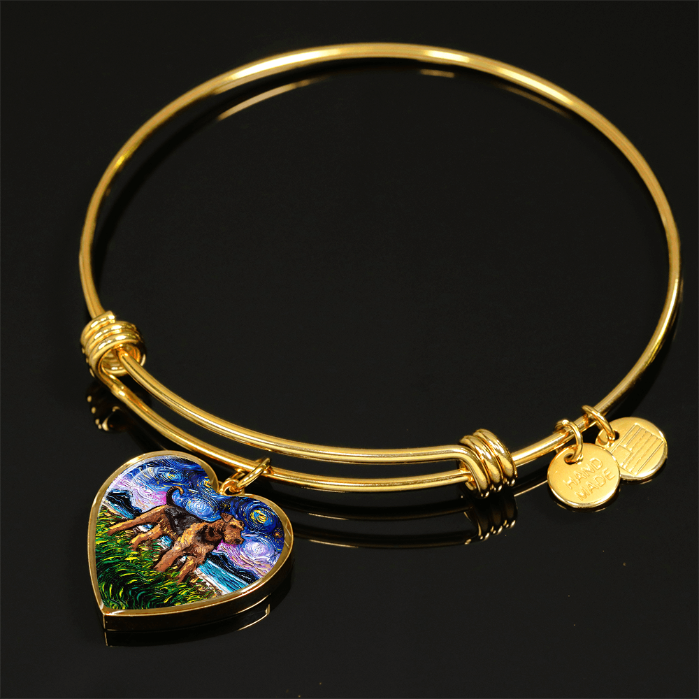 Airedale Starry Night Heart Bangle