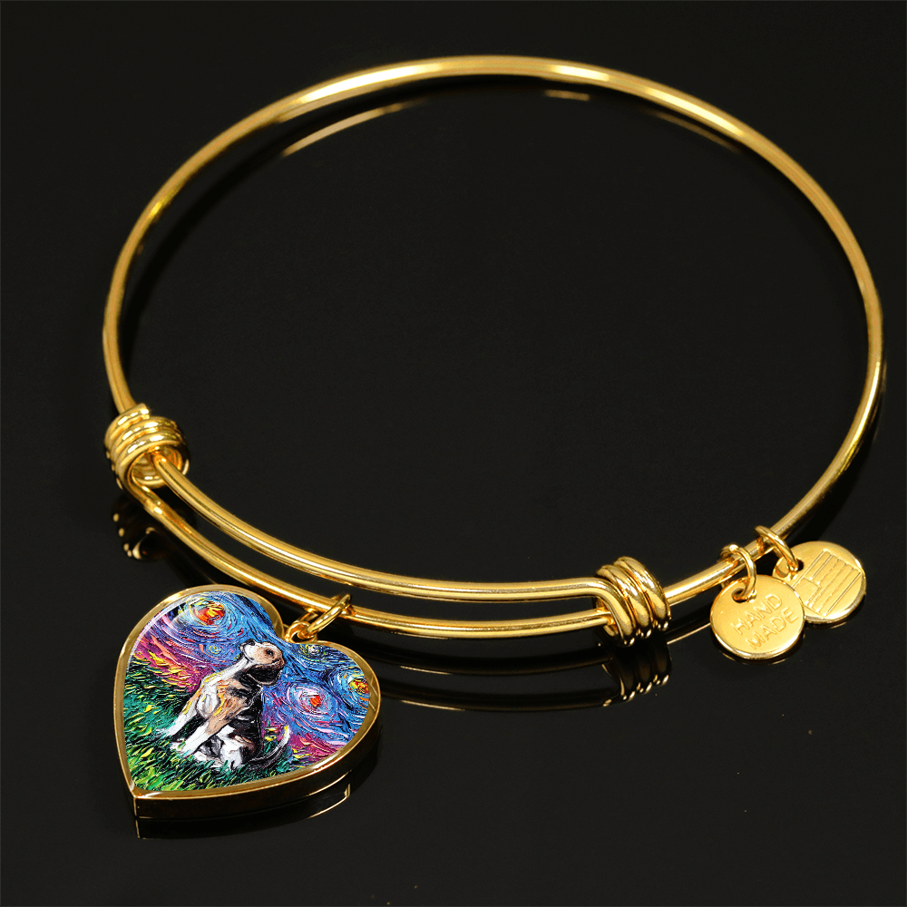 Beagle Starry Night Heart Bangle