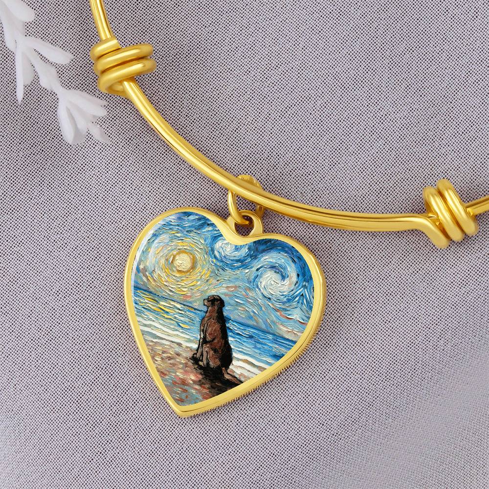 Beach Days - Chocolate Labrador Starry Night Heart Bangle