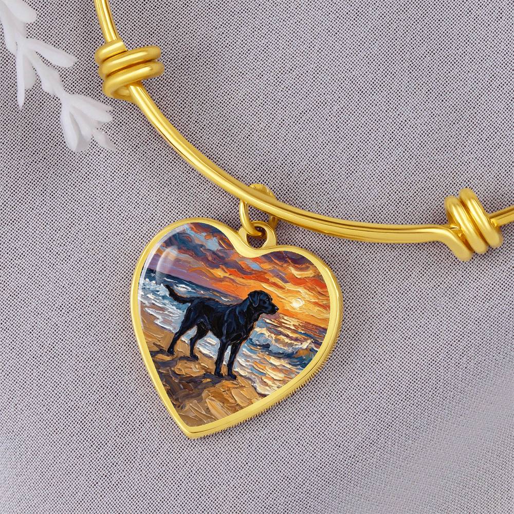 Summer Sunset - Black Labrador Heart Bracelet