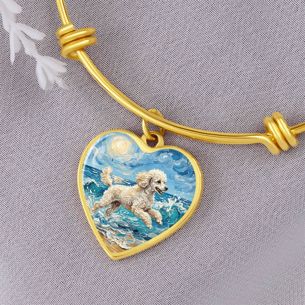 Beach Day - White Toy Poodle Heart Bracelet