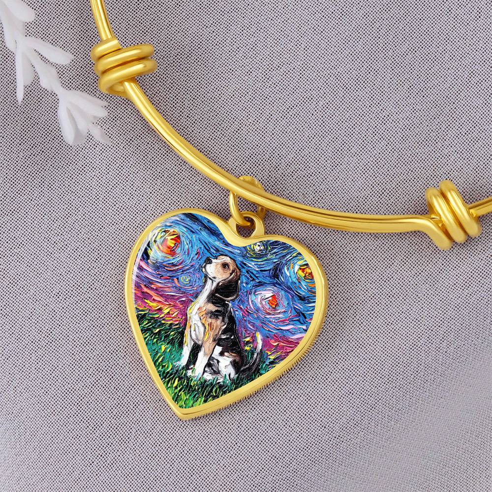 Beagle Starry Night Heart Bangle