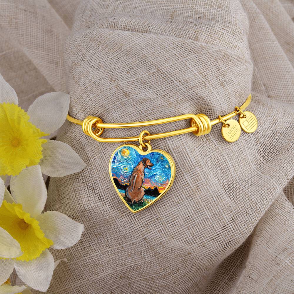 Rhodesian Ridgeback Starry Night Heart Bangle