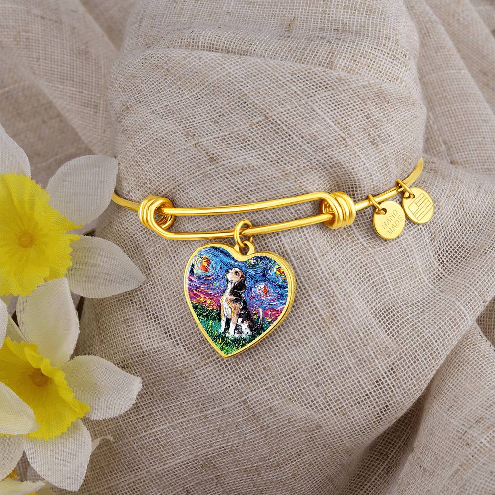 Beagle Starry Night Heart Bangle