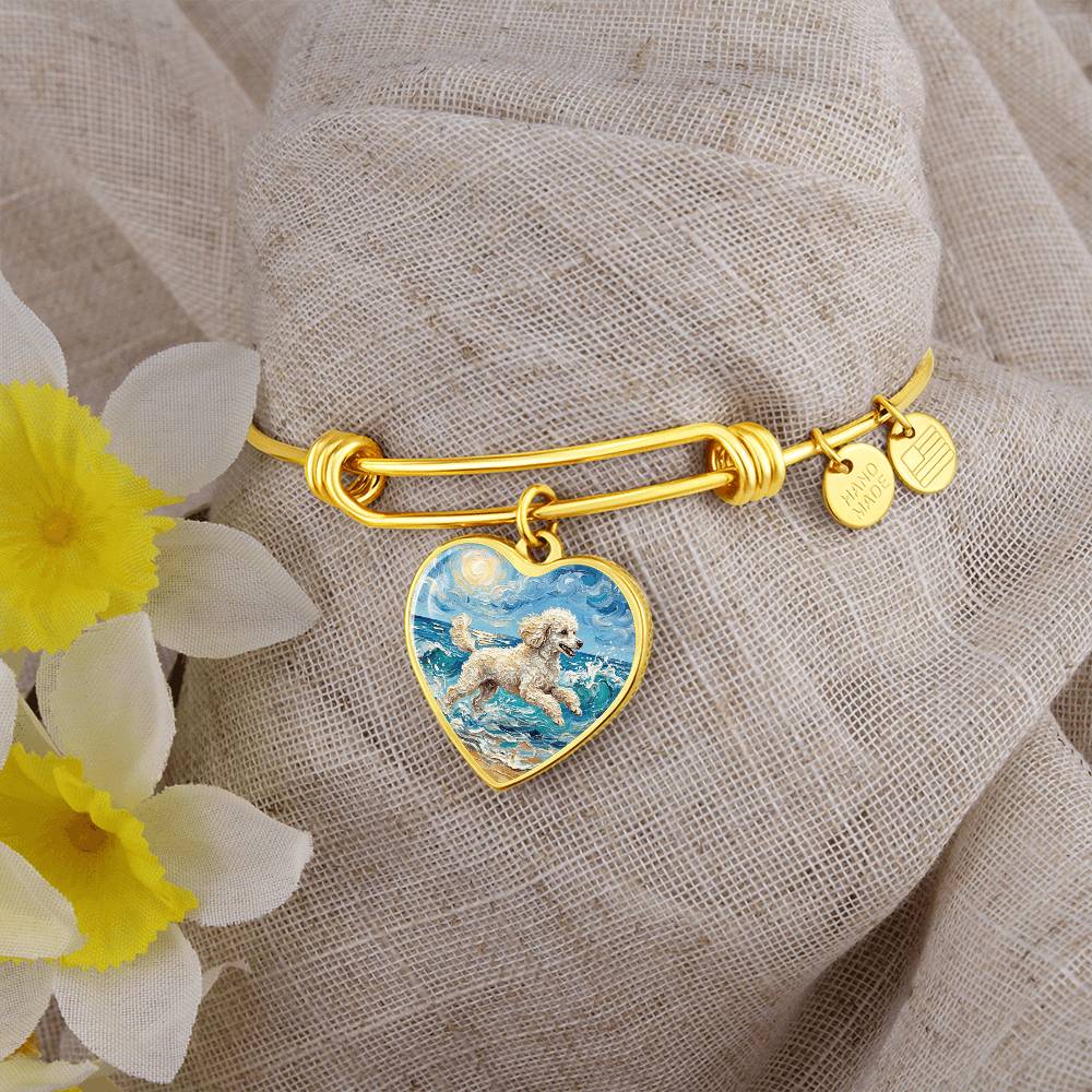 Beach Day - White Toy Poodle Heart Bracelet