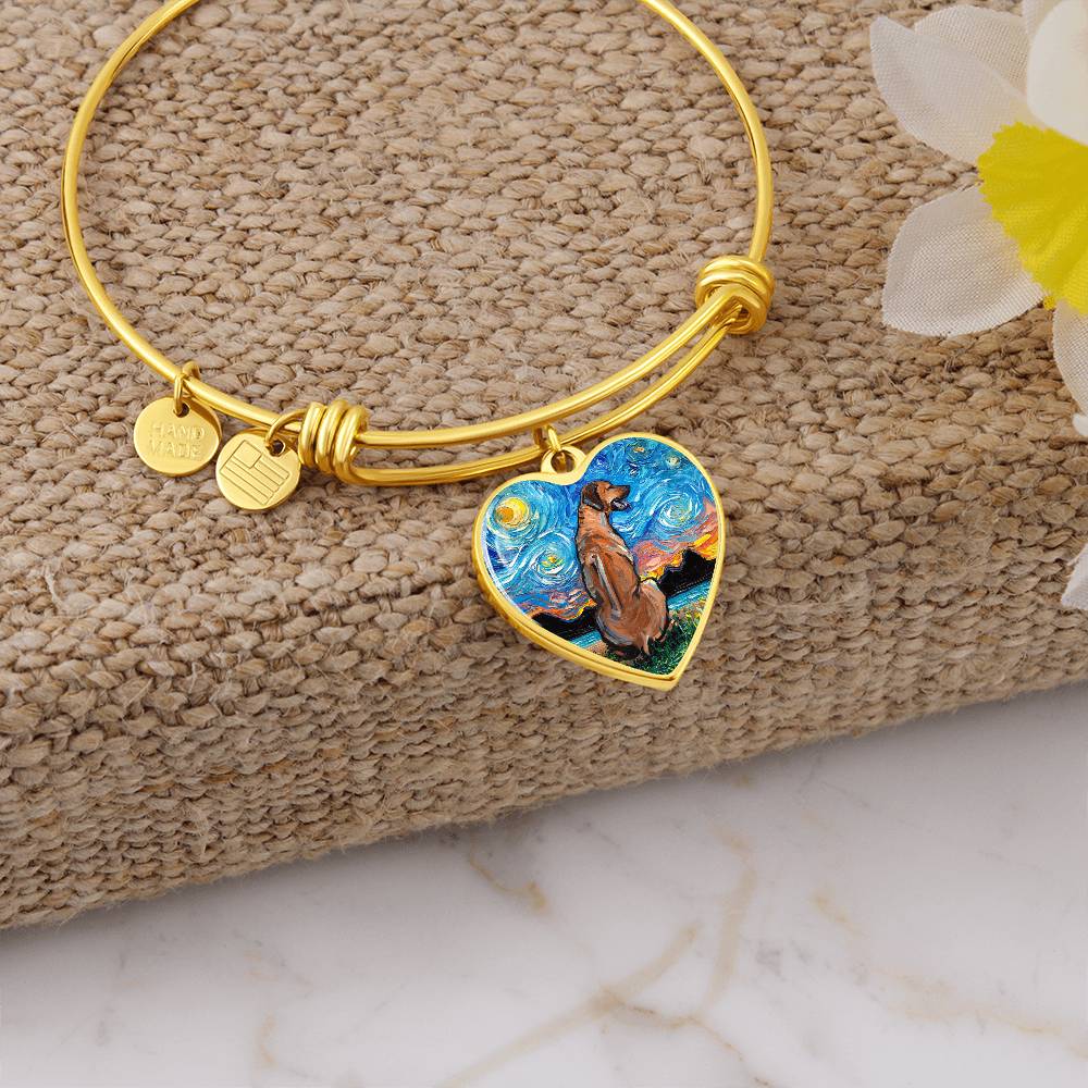 Rhodesian Ridgeback Starry Night Heart Bangle