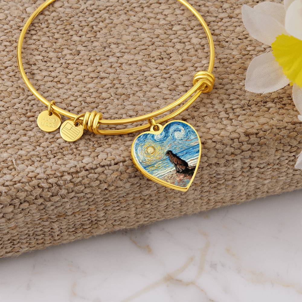 Beach Days - Chocolate Labrador Starry Night Heart Bangle