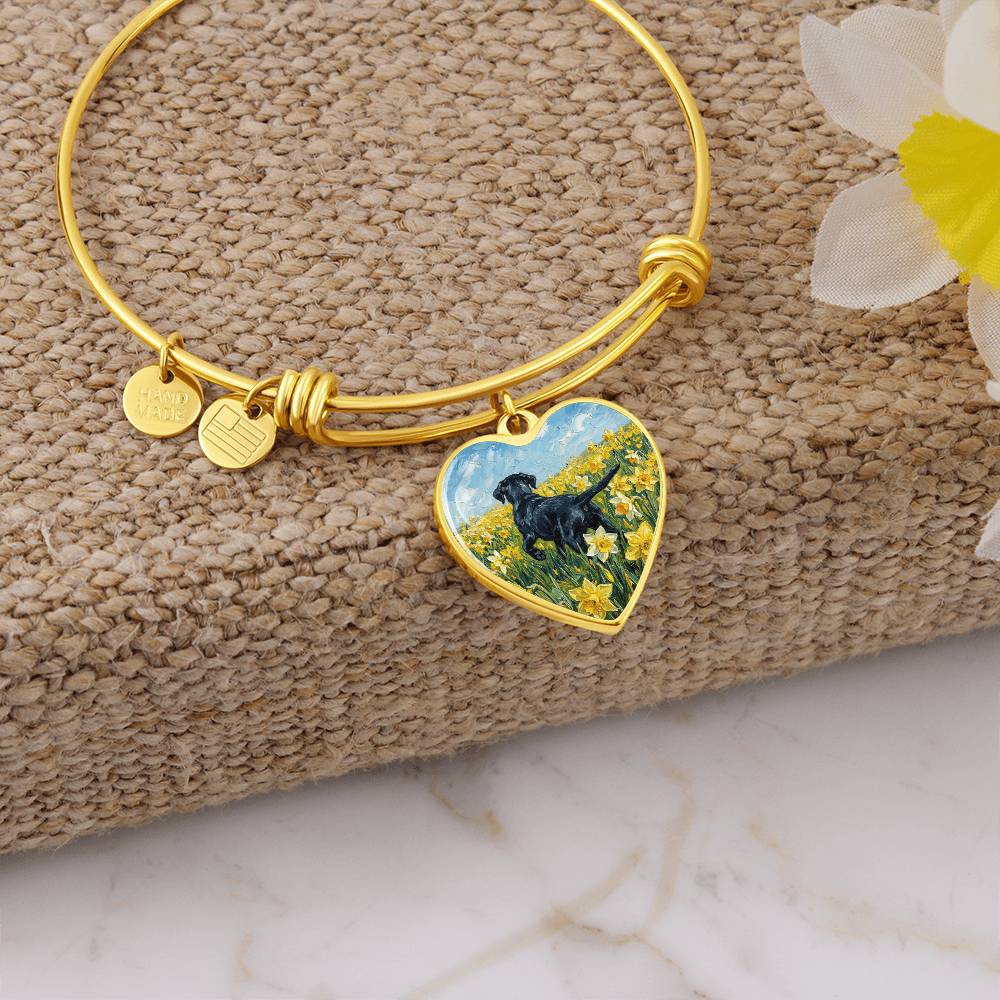 Amongst The Flowers - Black Labrador Heart Bracelet