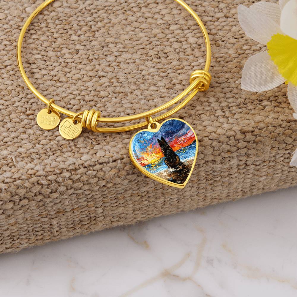 Beach Days - German Shepherd Heart Bangle Bracelet