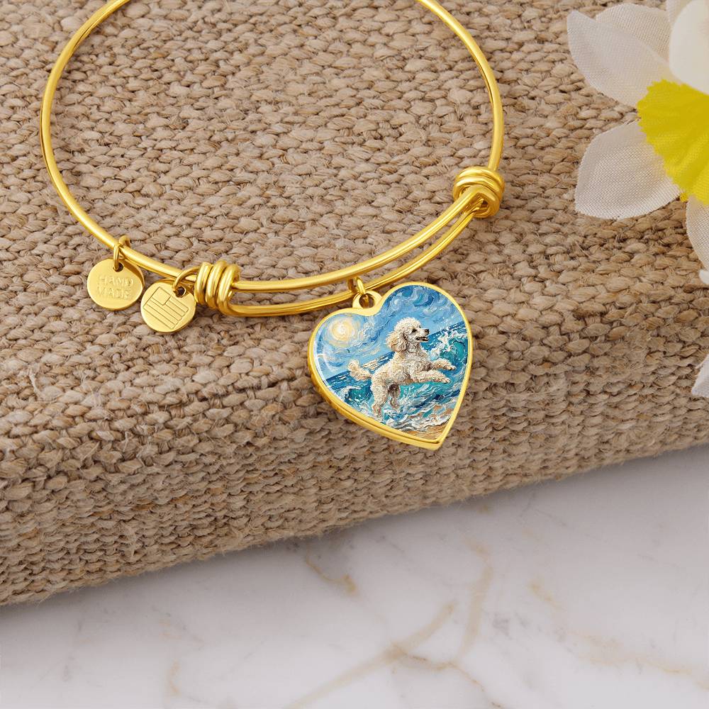 Beach Day - White Toy Poodle Heart Bracelet