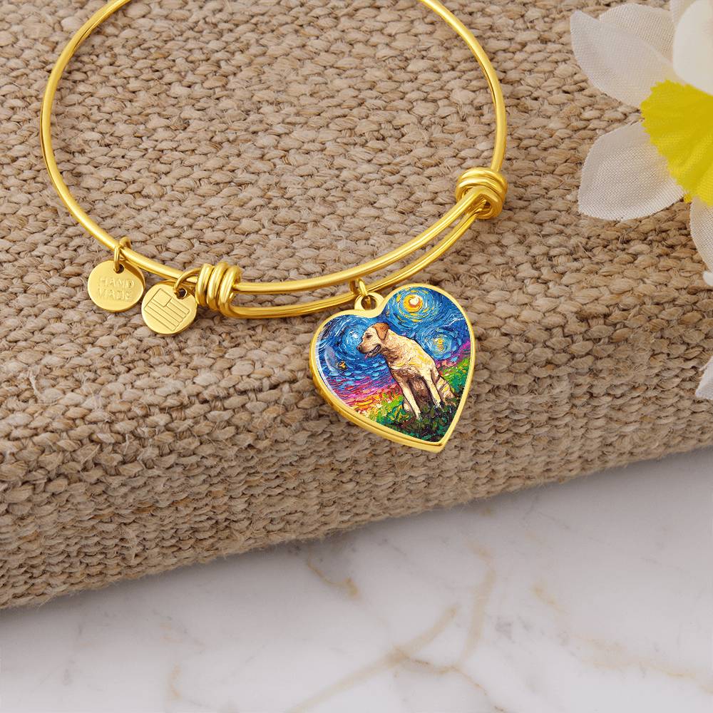 Yellow Labrador Starry Night Heart Bangle
