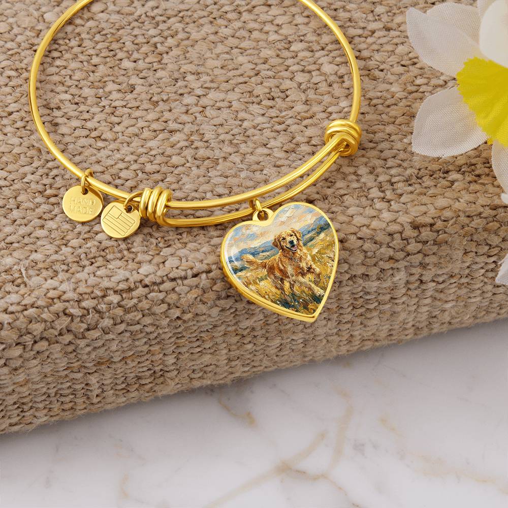 Happy Golden Retriever Heart Bracelet
