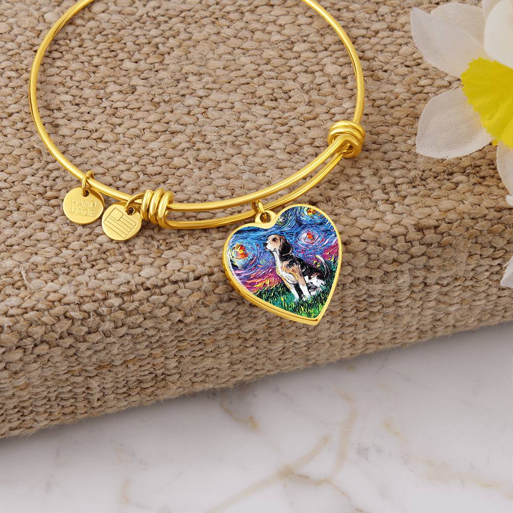 Beagle Starry Night Heart Bangle