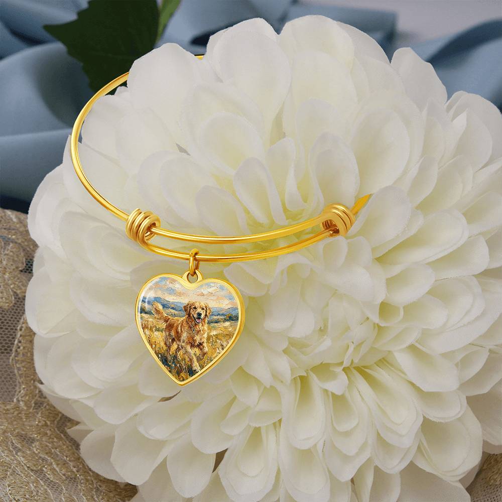 Happy Golden Retriever Heart Bracelet