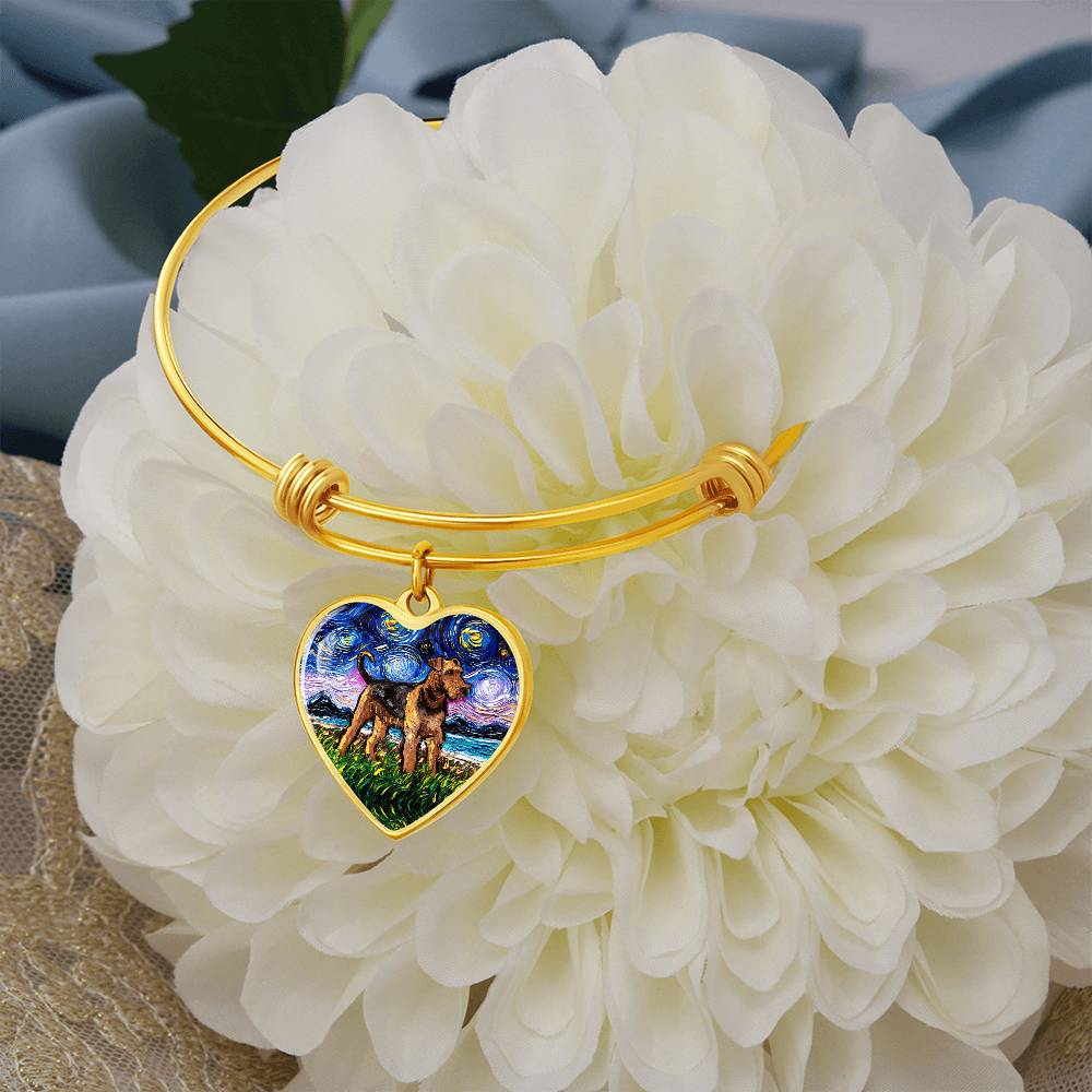 Airedale Starry Night Heart Bangle