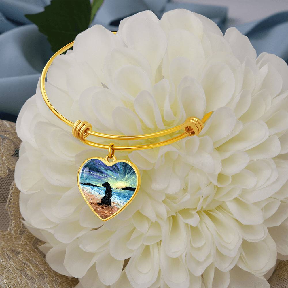 Beach Days - Black Labrador Heart Bangle Bracelet