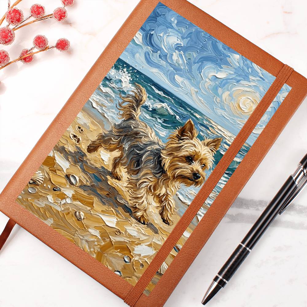 Beach Days - Yorkie Leather Journal