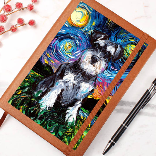 Schnauzer Starry Night Leather Journal