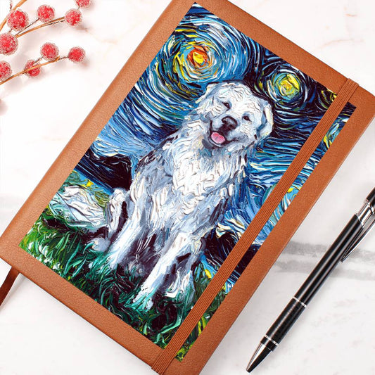 Great Pyrenees Starry Night Leather Journal