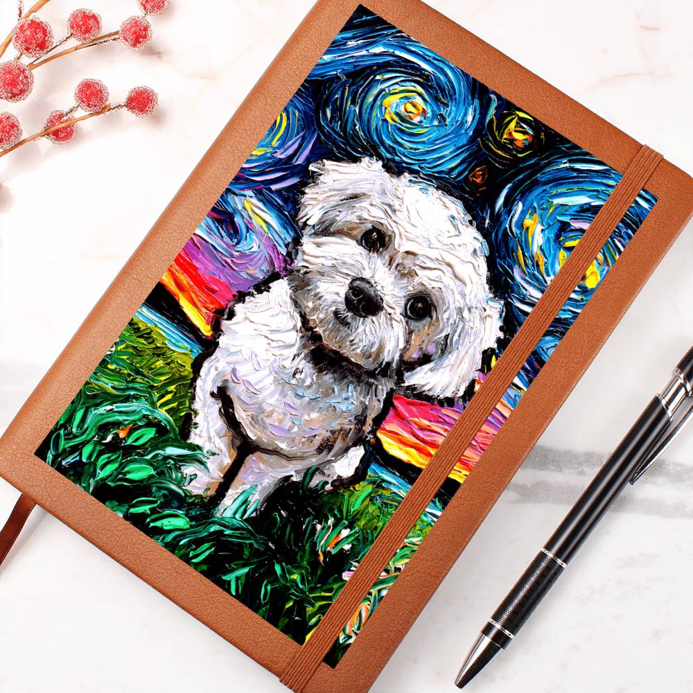 Maltipoo Starry Night Leather Journal