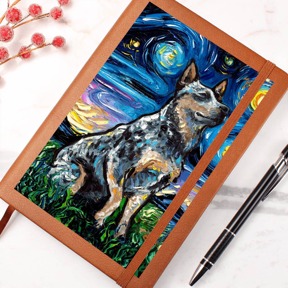 Blue Heeler Starry Night Leather Journal