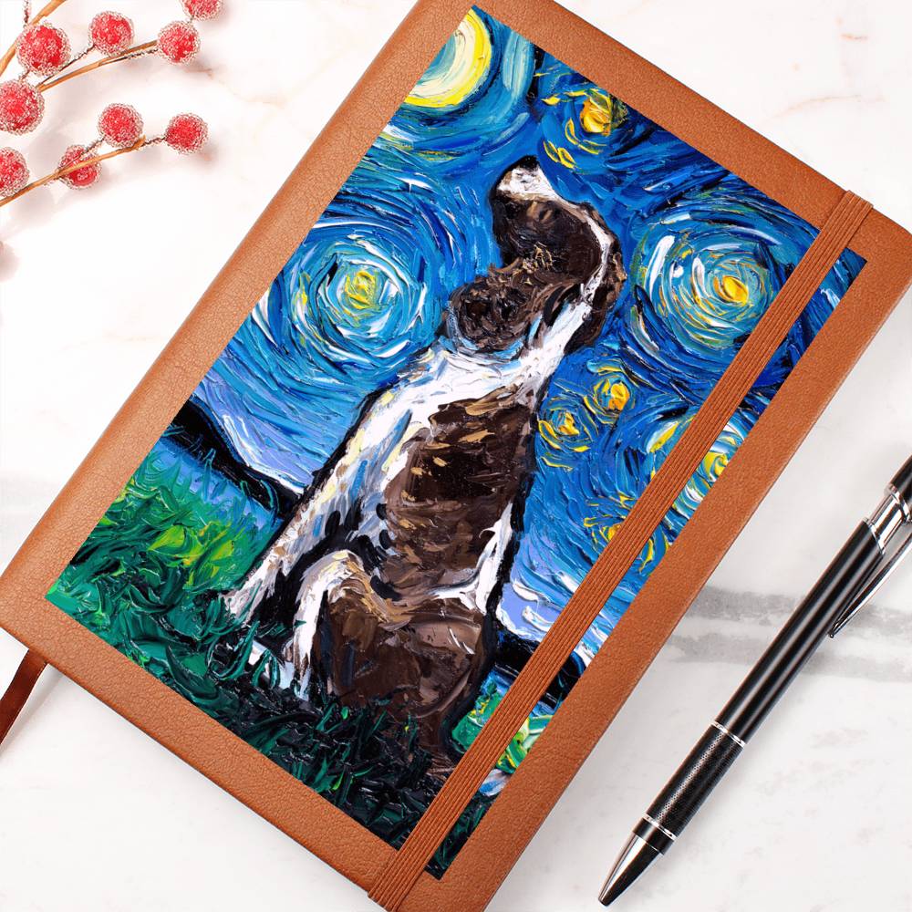 English Springer Spaniel Starry Night Leather Journal