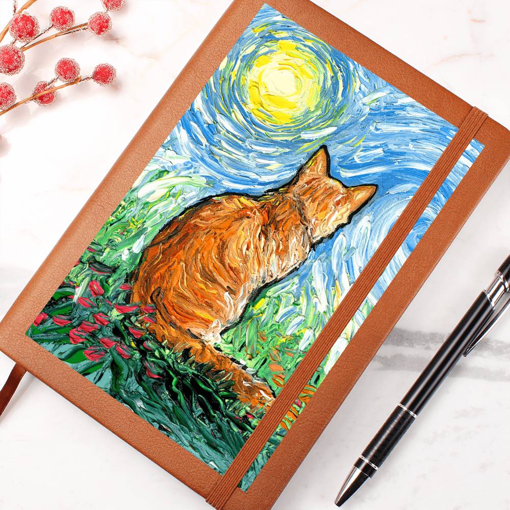 Orange Tabby Spring Morning Leather Journal