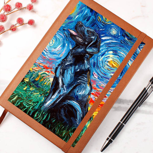 Black Labrador Starry Night Leather Journal