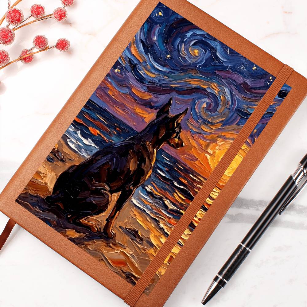 Beach night - Doberman Leather Journal