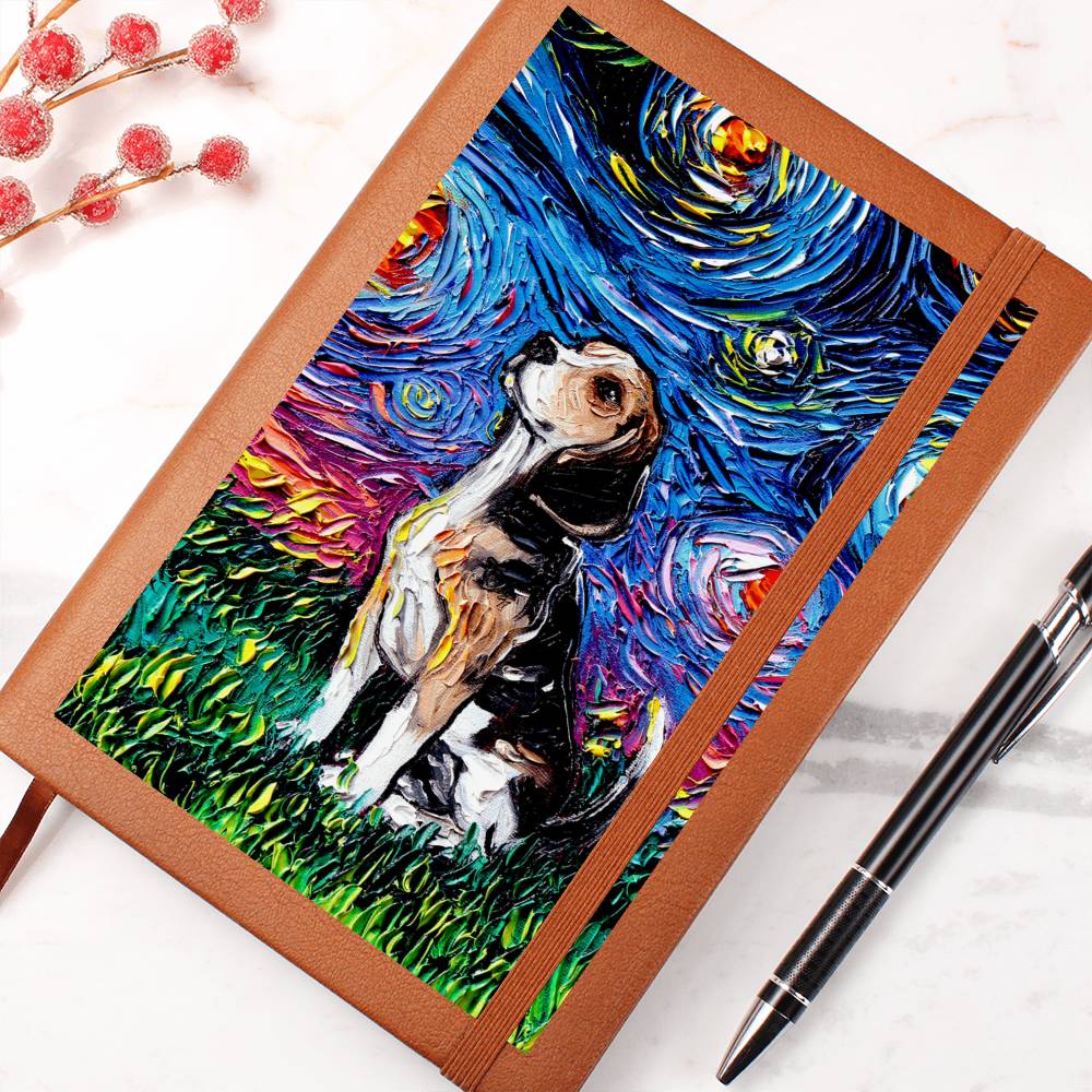 Beagle Starry Night Leather Journal