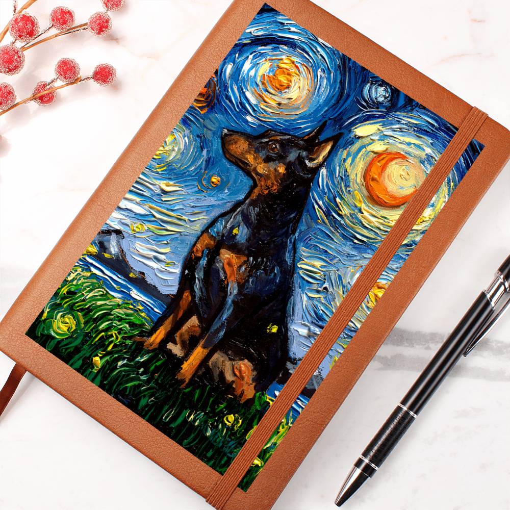 Miniature Pinscher Starry Night Leather Journal