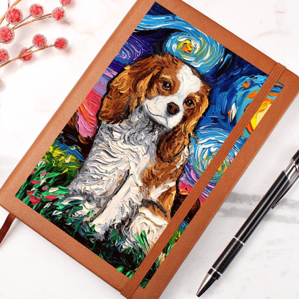 Blenheim Spaniel Starry Night Leather Journal
