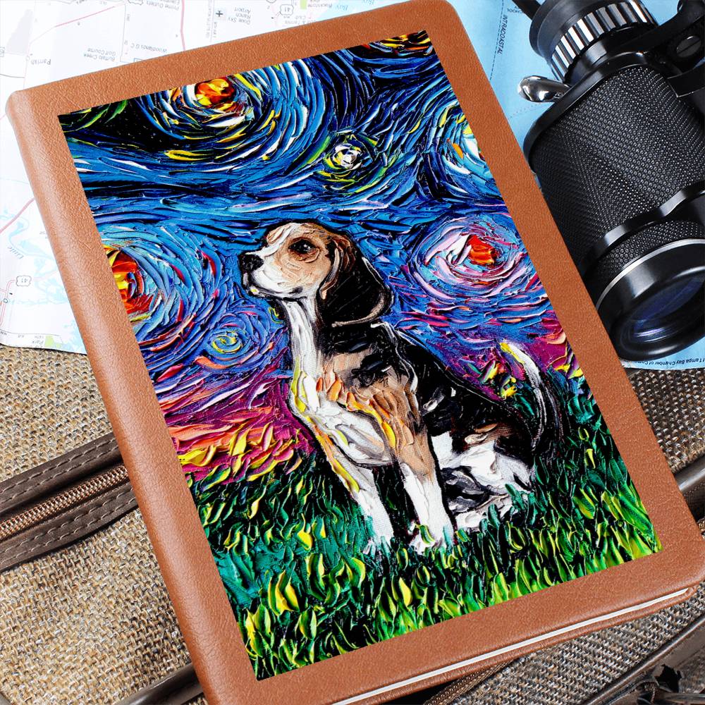 Beagle Starry Night Leather Journal