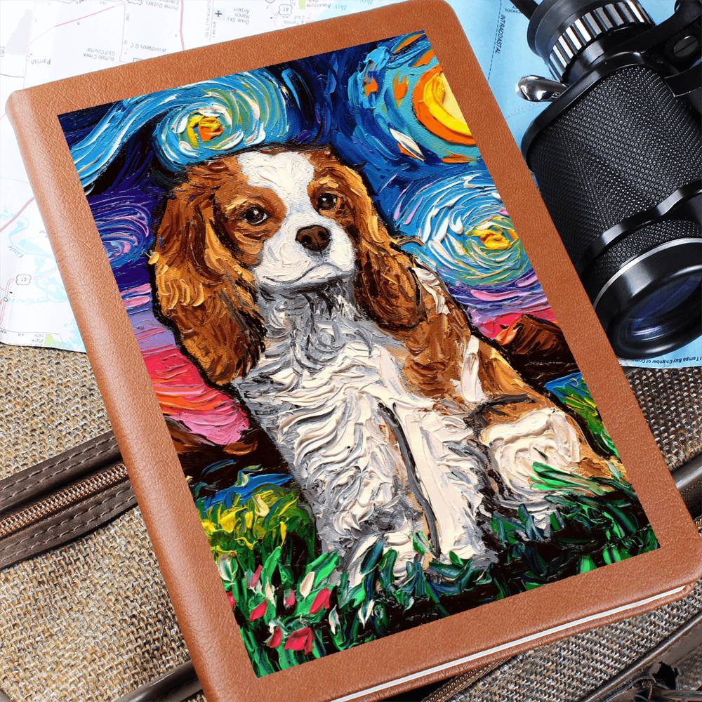 Blenheim Spaniel Starry Night Leather Journal