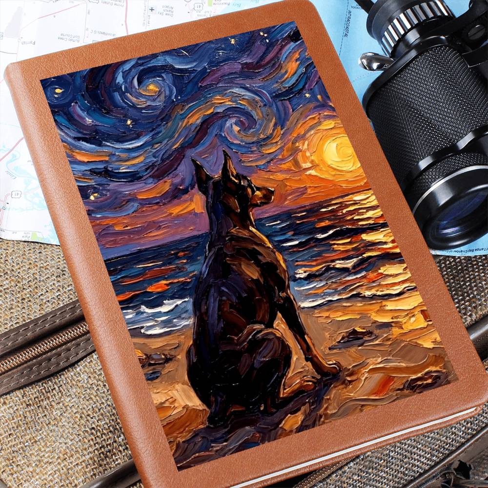 Beach night - Doberman Leather Journal