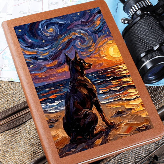 Beach night - Doberman Leather Journal