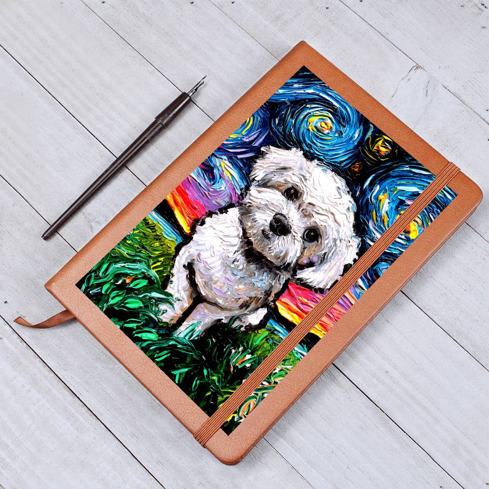 Maltipoo Starry Night Leather Journal